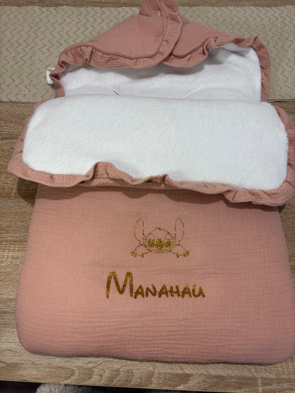 Nid d’ange en coton de gaz  ou minky polaire en précommande