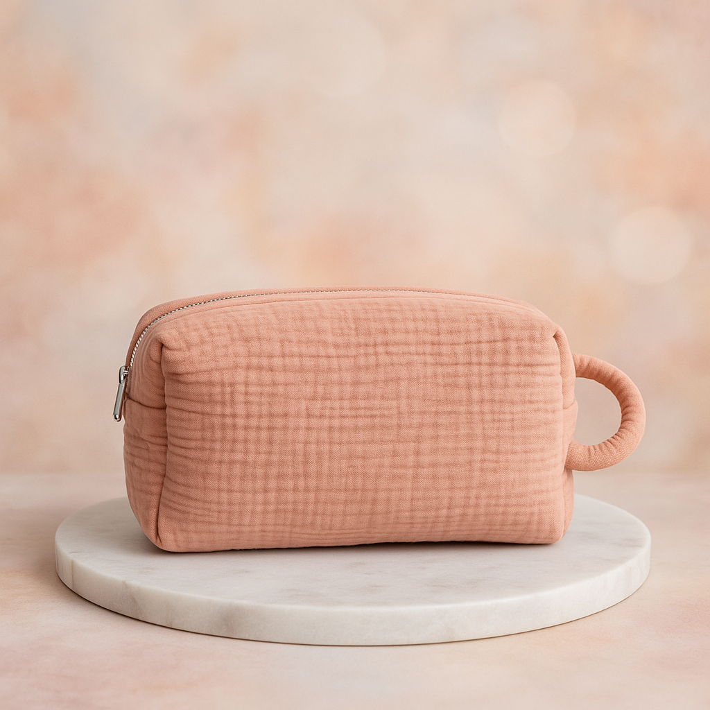 Trousse de toilette vieux rose